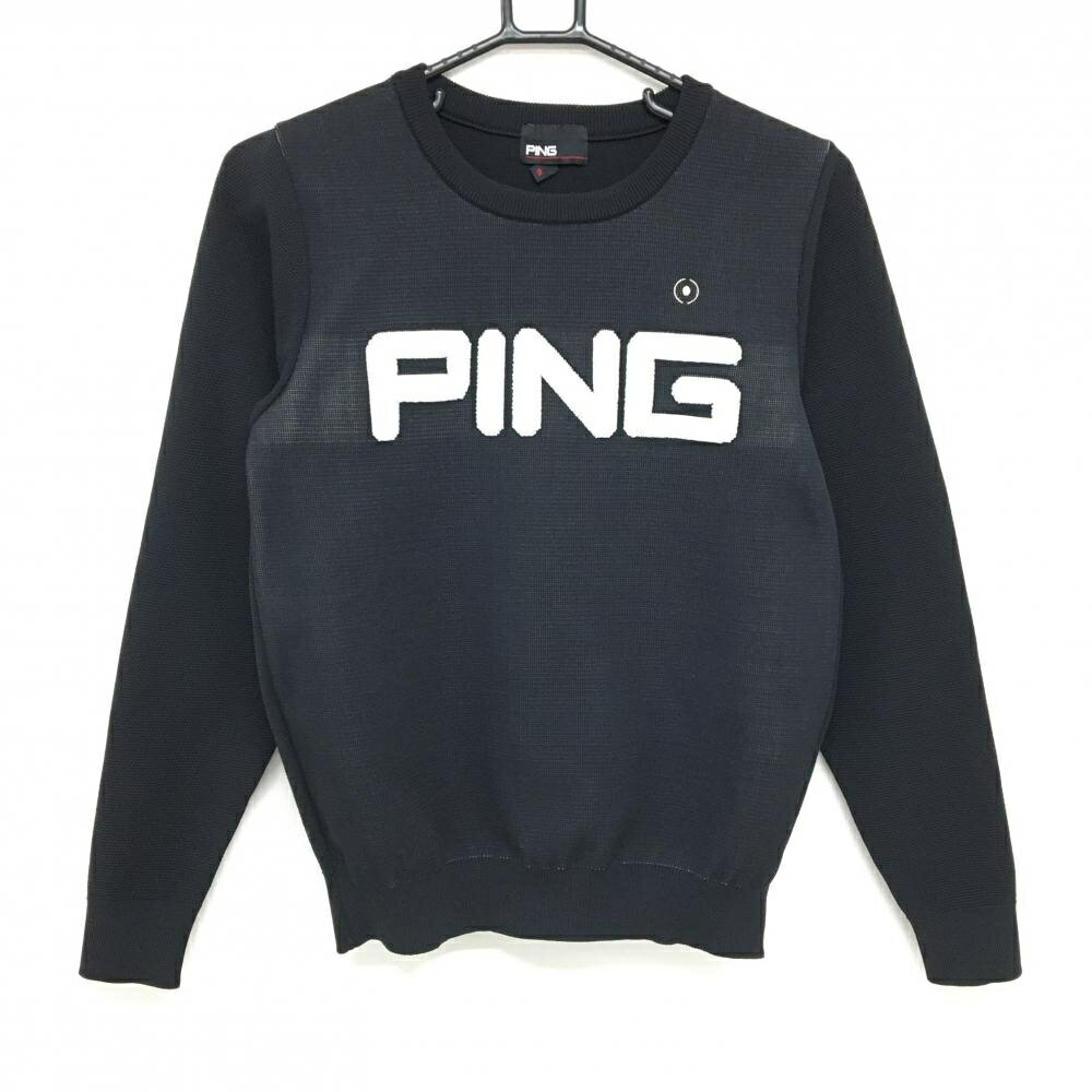 PING - 【美品】ピン セーター 黒×白 ニット ビッグロゴ レディース M ゴルフウェア PING