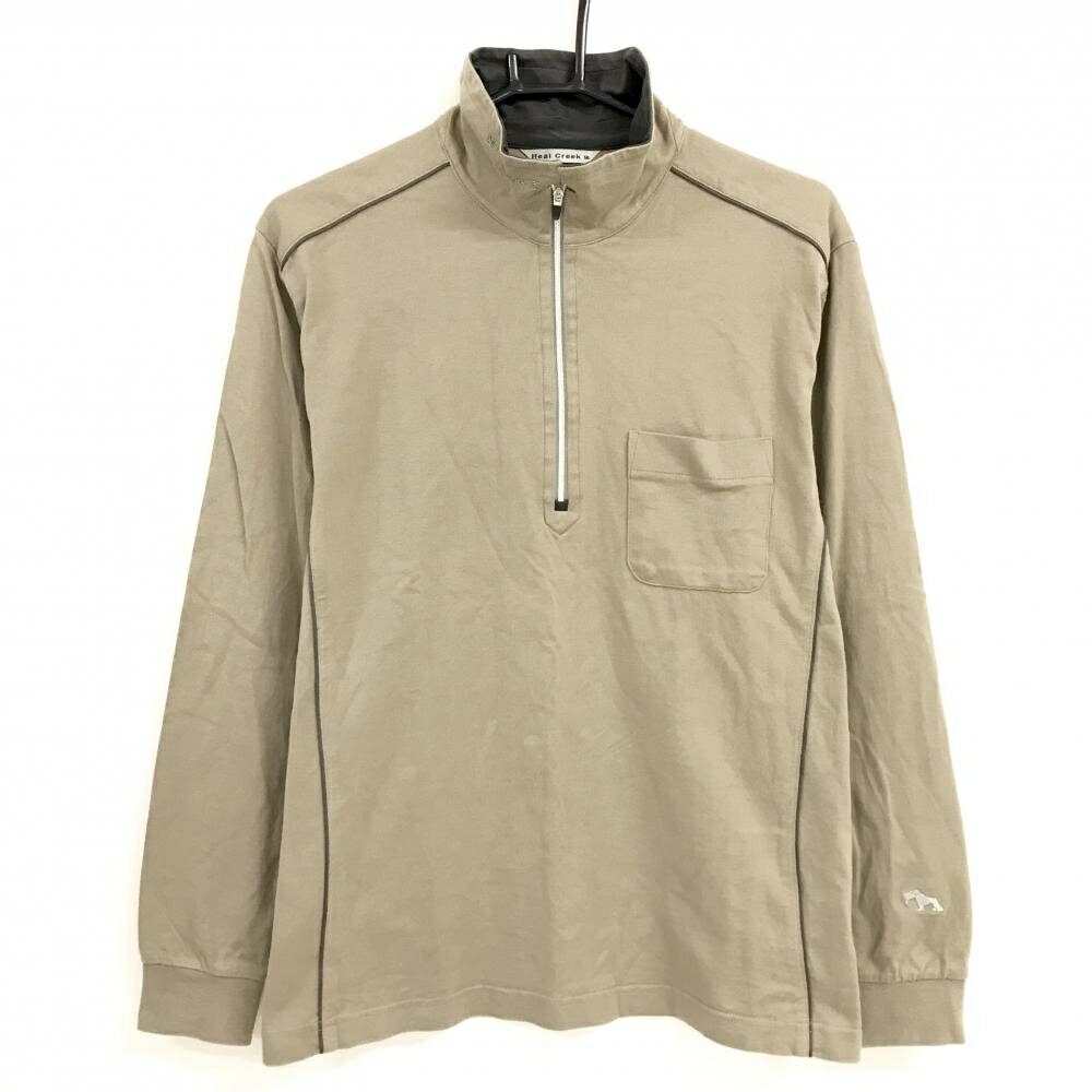 Heal Creek - ヒールクリーク 長袖ハイネックシャツ ブラウン 胸ポケット ハーフジップ メンズ 50(L) ゴルフウェア Heal Creek