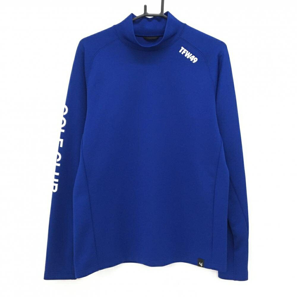 TAKEO KIKUCHI SPORT - 【美品】TFW49 長袖ハイネックシャツ ブルー×白 ロゴ ストレッチ メンズ XL ゴルフウェア TFW49