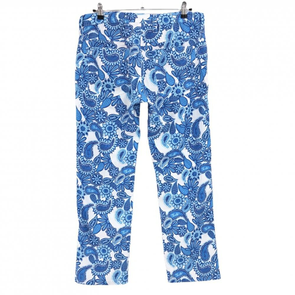 【美品】ダンスウィズドラゴン パンツ 白×ブルー ペイズリー柄 ストレッチ メンズ ...