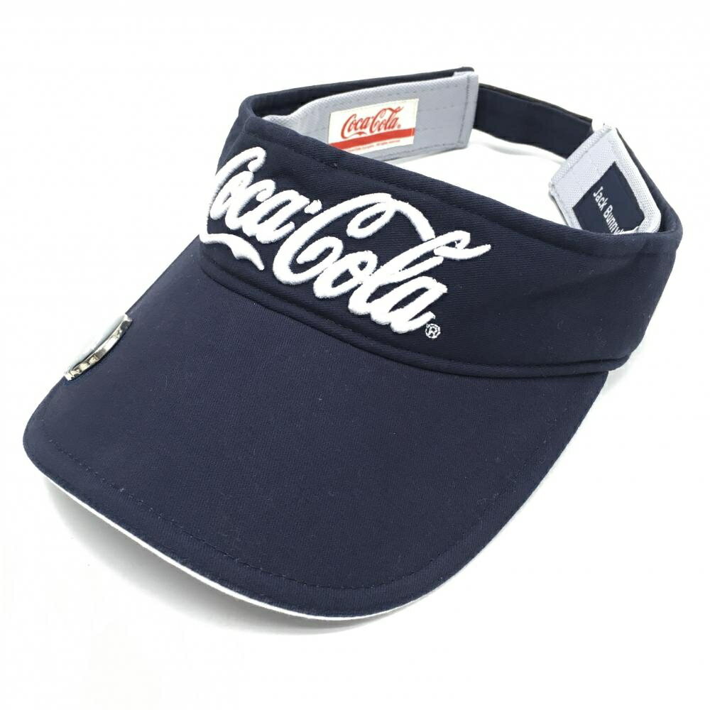 Other - 【美品】ジャックバニー×コカ・コーラ サンバイザー ネイビー×白 刺しゅう マグネットマーカー付 FR ゴルフウェア Jack Bunny