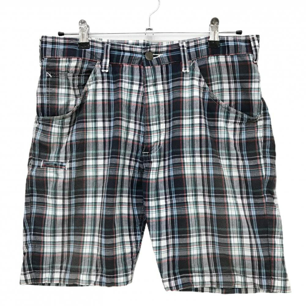 ビームスゴルフ×Lee ハーフパンツ ダークネイビー×白×グリーン チェック メンズ L ゴルフウェア BEAMS GOLF