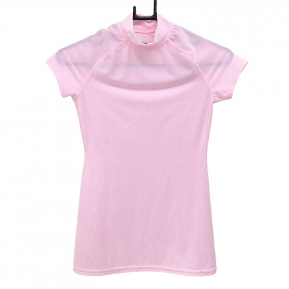 Under Armour - 【美品】アンダーアーマー 半袖ハイネックインナーシャツ ピンク ストレッチ レディース SM ゴルフウェア UNDER ARMOUR