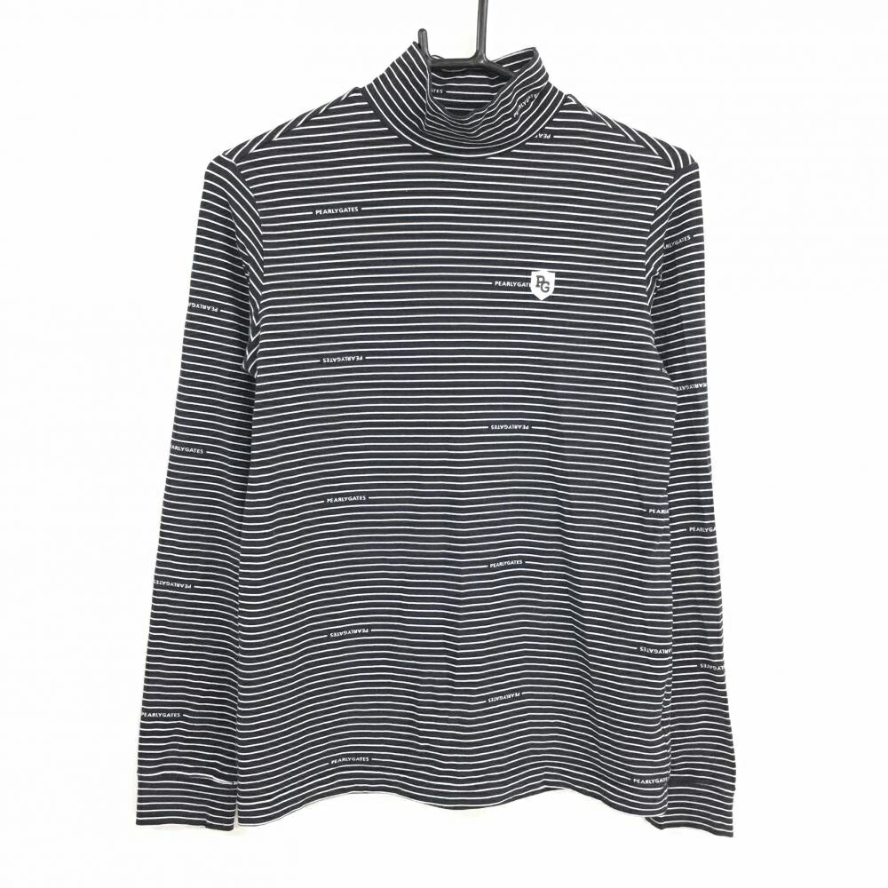 PEARLY GATES - 【美品】パーリーゲイツ 長袖ハイネックシャツ ネイビー×白 ボーダー コットン混 レディース 1(M) ゴルフウェア PEARLY GATES