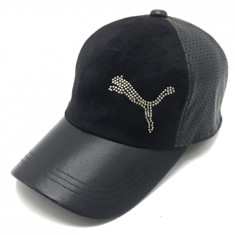 PUMA - 【美品】プーマ キャップ 黒 一部本革 パンチング穴 FREE ゴルフウェア PUMA