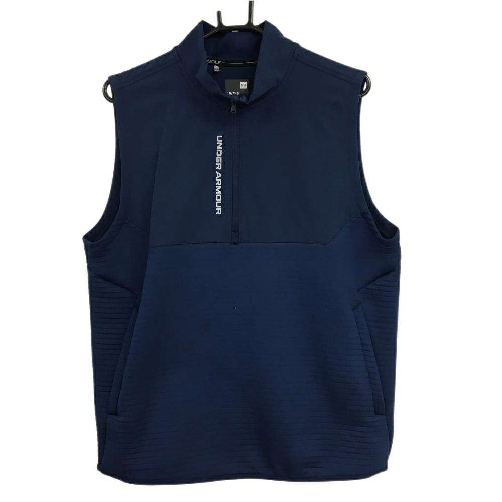 Under Armour - アンダーアーマー ベスト ネイビー ハーフジップ ロゴプリント メンズ LG/G/G ゴルフウェア UNDER ARMOUR
