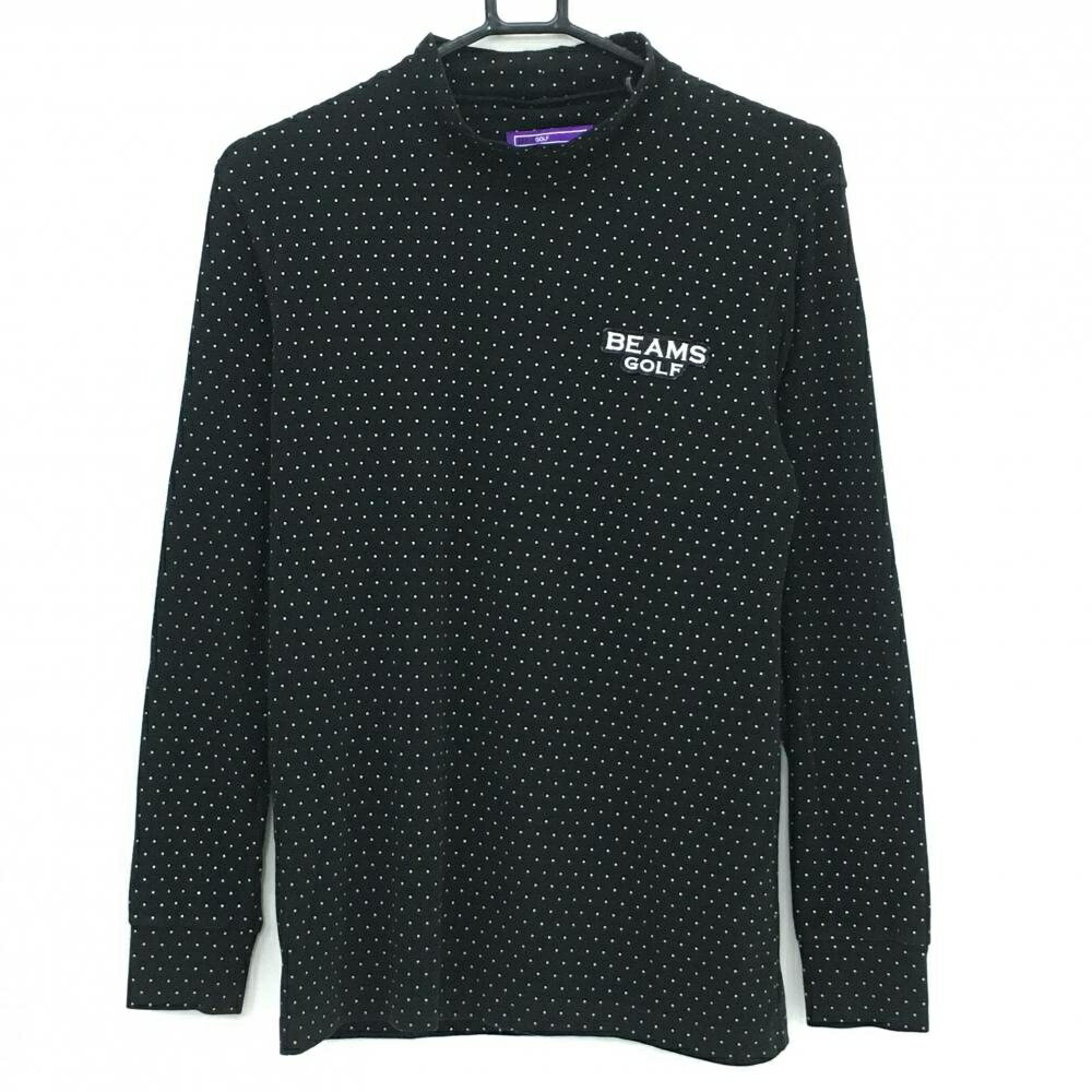 ビームスゴルフ 長袖ハイネックシャツ 黒×白 ドット 表微起毛 メンズ M ゴルフウェア BEAMS GOLF