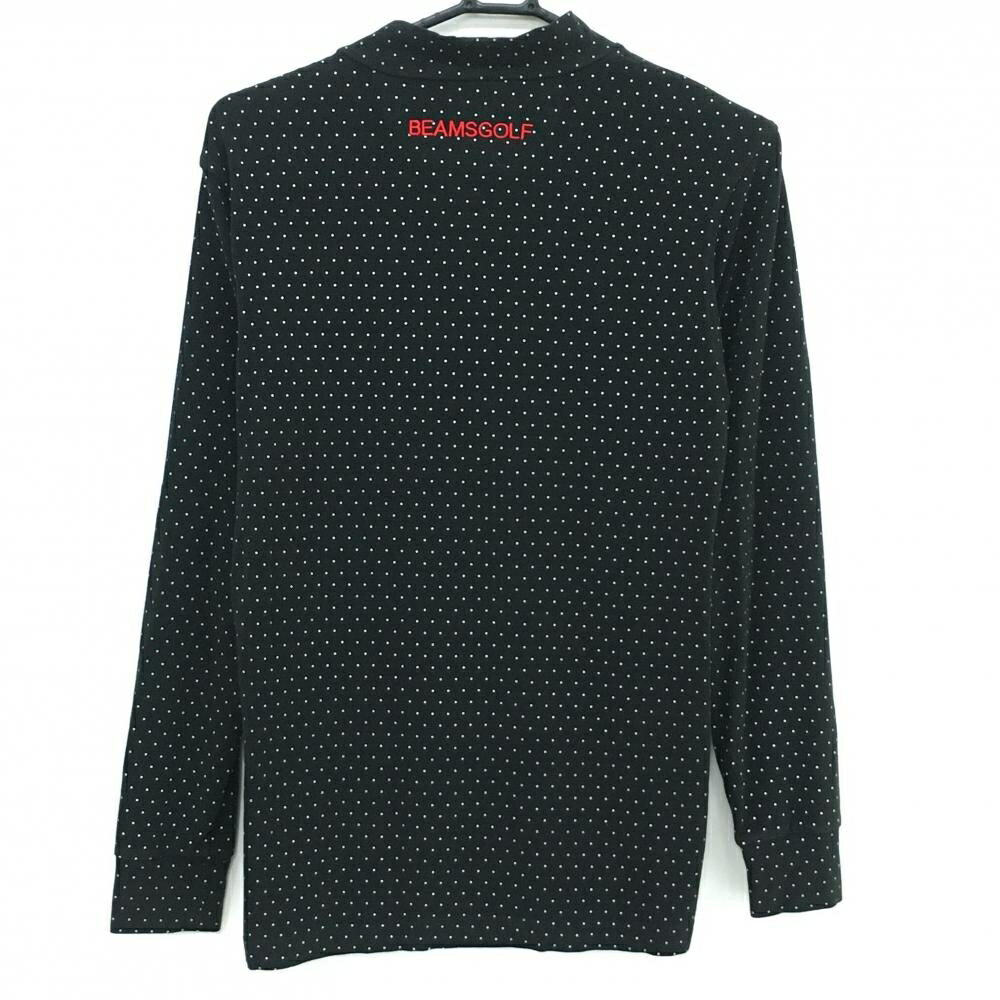 ビームスゴルフ 長袖ハイネックシャツ 黒×白 ドット 表微起毛 メンズ M ゴルフウェア BEAMS GOLF