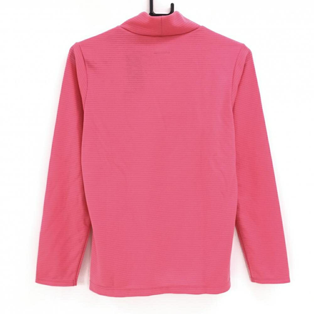 【新品】ミズノ 長袖ハイネックシャツ ピンク ボーダー BREATH THERMO レディース L(Womens) ゴルフウェア MIZUNO