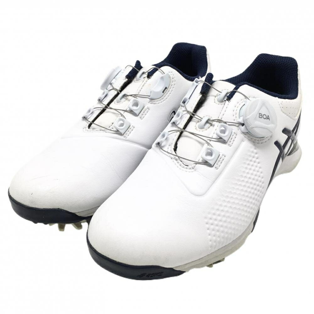 【美品】アシックス ゴルフシューズ 白×ネイビー TGN924 GELACE TOUR BOA ダイヤル式 レディース 22.5 ゴルフウェア asics