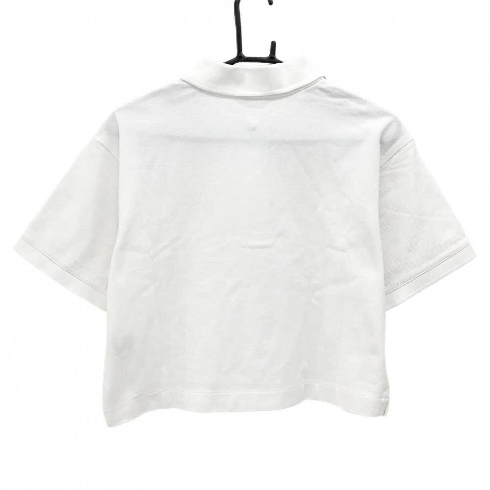 ラコステ 半袖ポロシャツ 白 胸ロゴ ショート丈 レディース 36(M) ゴルフウェア LACOSTE