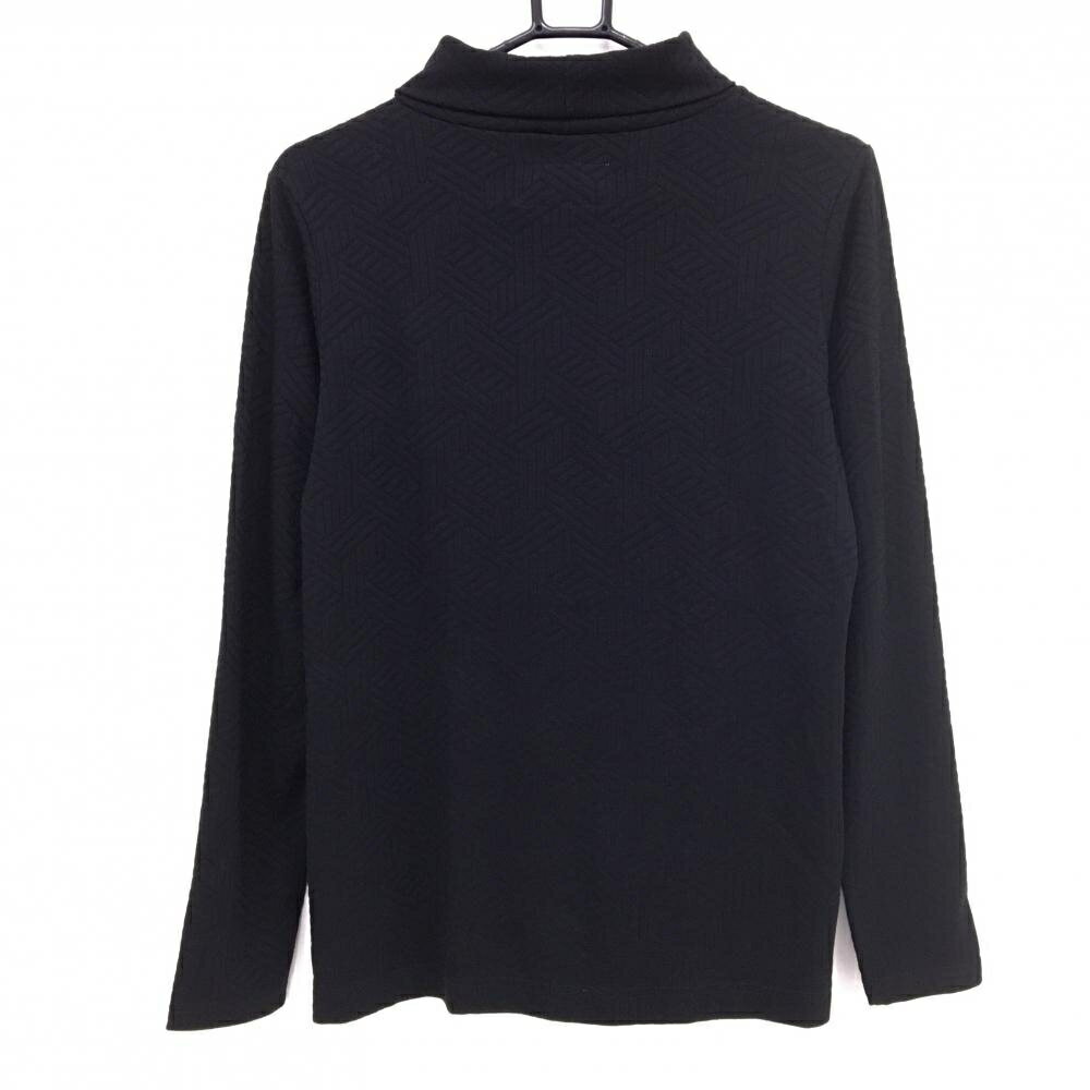 【超美品】ホーンガーメント 長袖ハイネックシャツ 黒 総柄織生地 マークアンドロナ レディース 40(L) ゴルフウェア MARK＆LONA