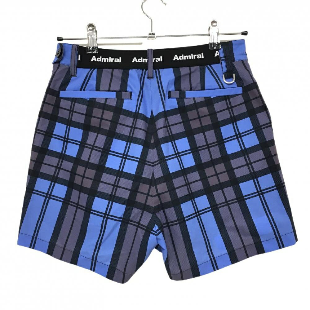 【超美品】アドミラル キュロットスカート ブルー×黒 チェック 後ろウエストゴム レディース M ゴルフウェア Admiral