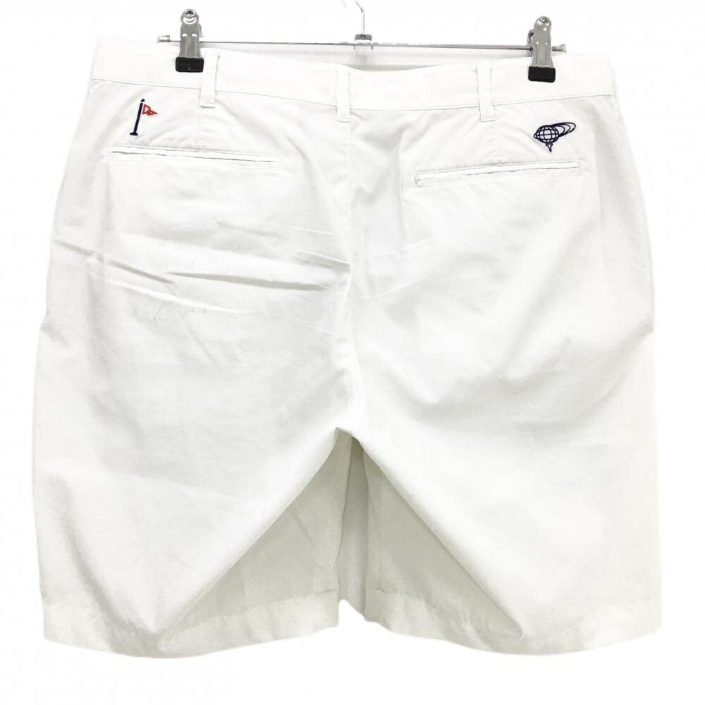 ビームスゴルフ ハーフパンツ 白×ネイビー 複数刺しゅう メンズ XL ゴルフウェア BEAMS GOLF