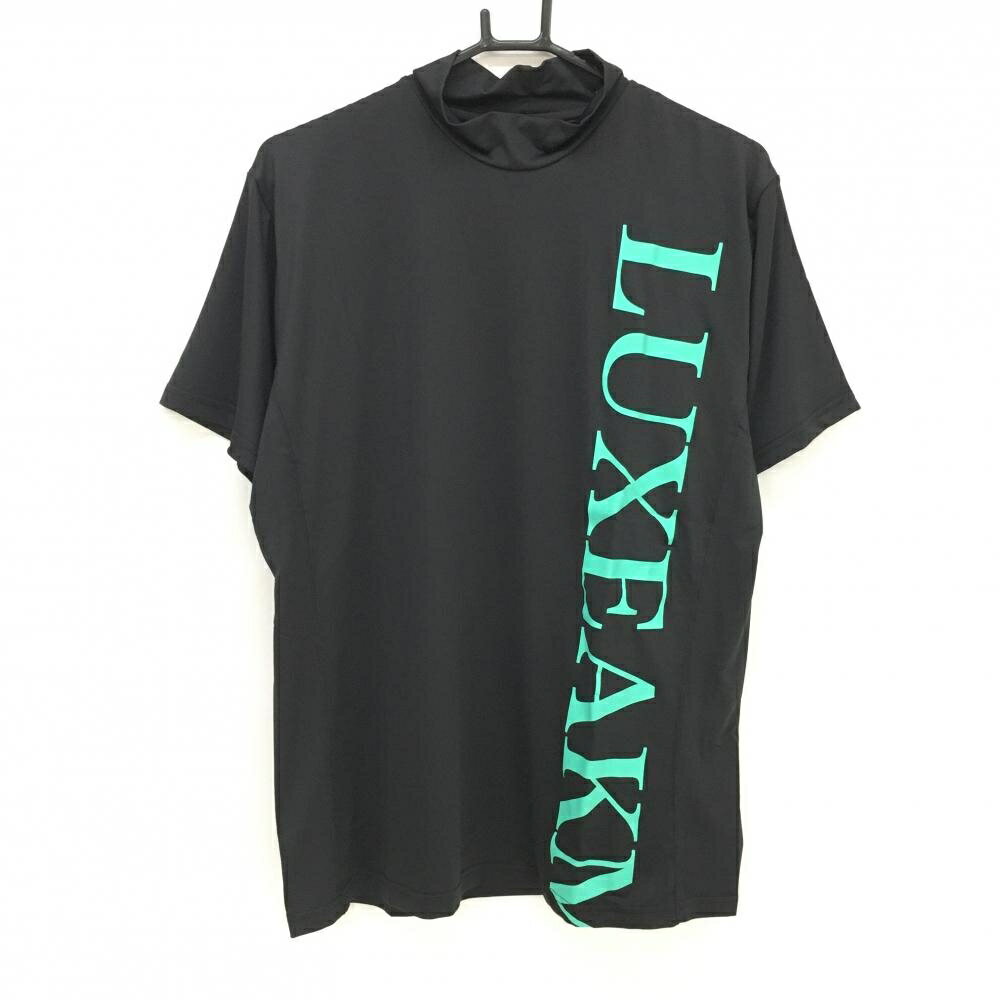 Shirts - 【新品】リュクスエイケイエムプラス 半袖ハイネックシャツ 黒×ミントグリーン フロントサイドロゴ メンズ XL ゴルフウェア LUXEAKMPLUS