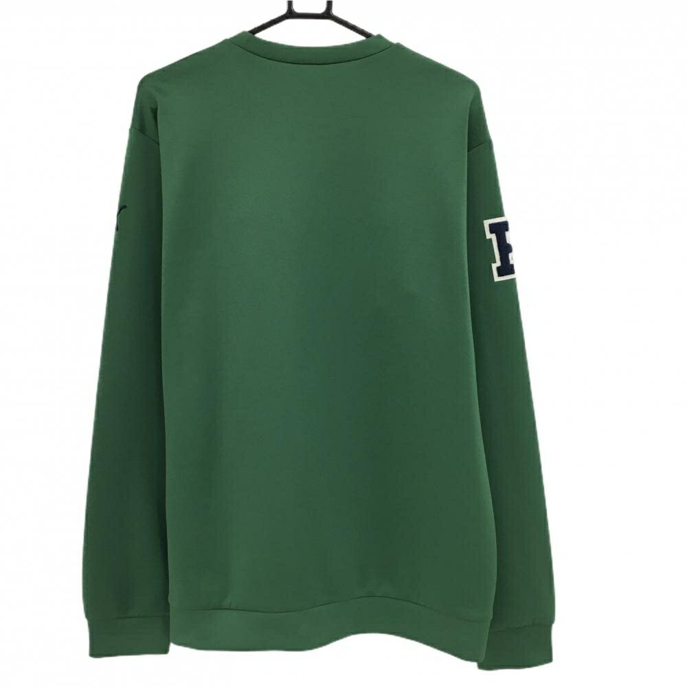 【超美品】プーマ トレーナー グリーン 袖ロゴワッペン メンズ XL ゴルフウェア PUMA