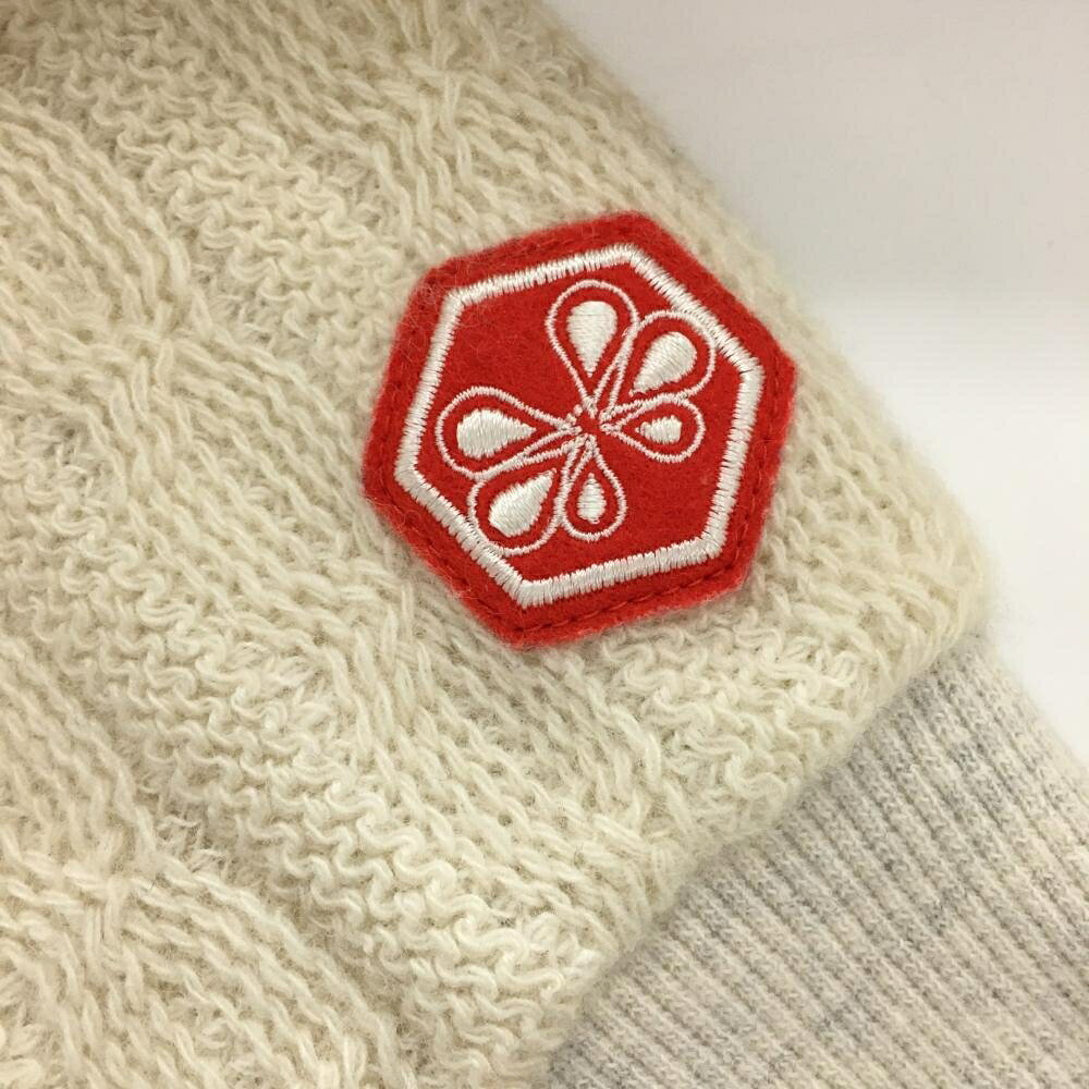 レオナード 楽天市場店のトヴホ 異素材トレーナー 杢ベージュ×レッド 袖ニット　上部総柄 メンズ 03 ゴルフウェア tovho｜アングル3