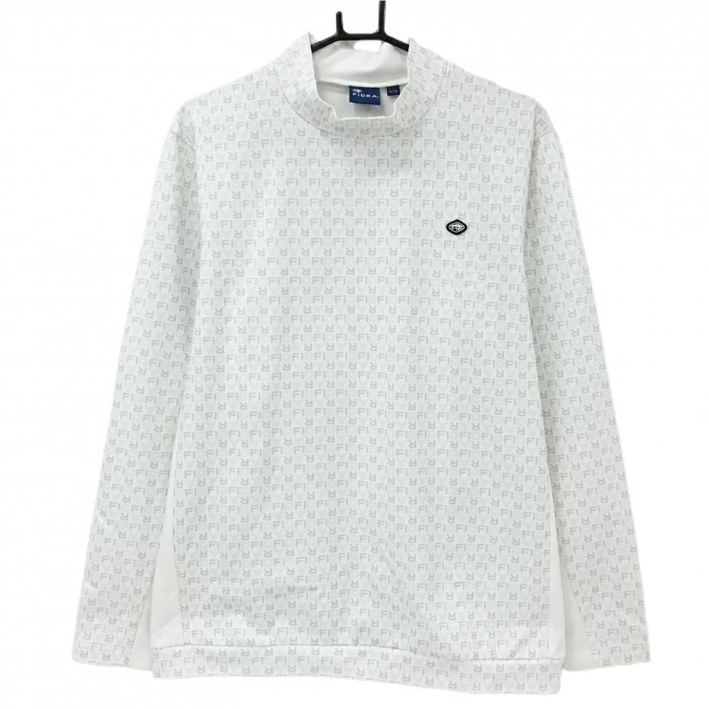 FIDRA - 【超美品】フィドラ 長袖ハイネックシャツ 白×グレー ロゴ総柄 ストレッチ メンズ XL ゴルフウェア FIDRA