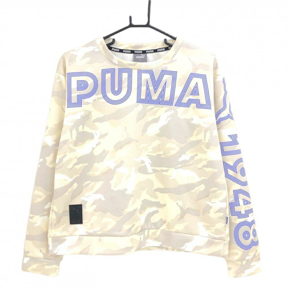 PUMA - 【超美品】プーマ トレーナー アイボリー×ライトベージュ 総柄 レディース L ゴルフウェア PUMA