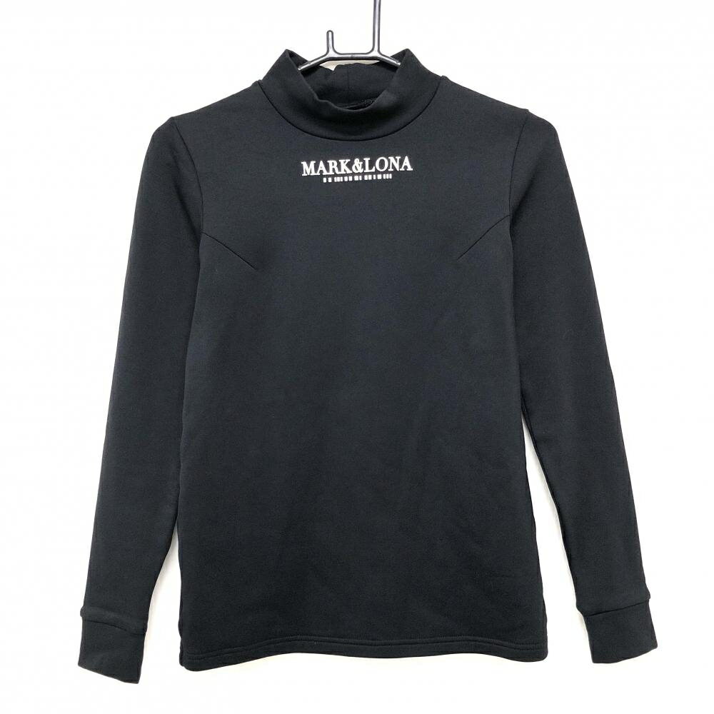 MARK & LONA - 【超美品】マークアンドロナ 長袖ハイネックシャツ 黒 裏微起毛 ロゴ白 レディース 38(M) ゴルフウェア MARK＆LONA