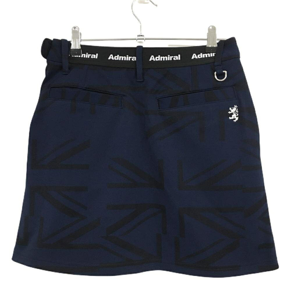 【超美品】アドミラル ストレッチスカート ネイビー×黒系 総柄 後ろウエストゴム ...