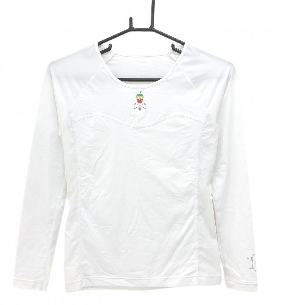 【超美品】マークアンドロナ インナーシャツ 白 腕時計だまし絵 サイドメッシュ スカル レディース 38(M) ゴルフウェア MARK＆LONA