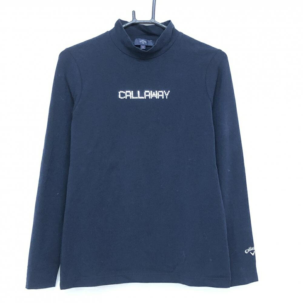 Polo Shirt - 【美品】キャロウェイ 長袖ハイネックシャツ ネイビー フロントロゴシルバー レディース M ゴルフウェア 2024年モデル Callaway