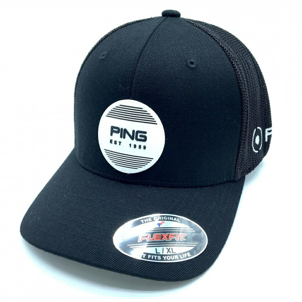 PING - 【超美品】ピン メッシュキャップ 黒×白 フロントロゴワッペン L/XL ゴルフウェア PING