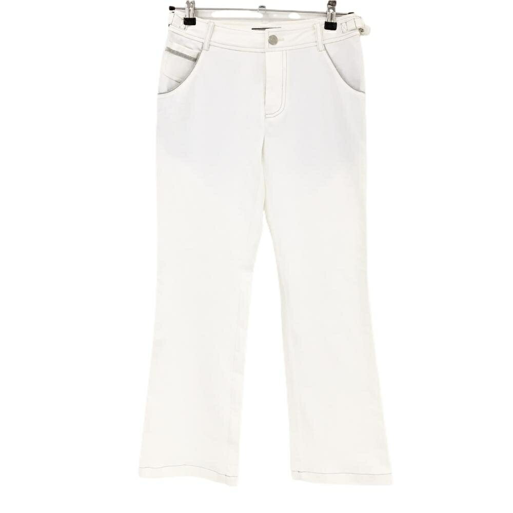 【新品】ヒールクリークプラチナム パンツ 白×シルバー ポケット口ライン ストレッチ レディース 38(S) ゴルフウェア Heal Creek