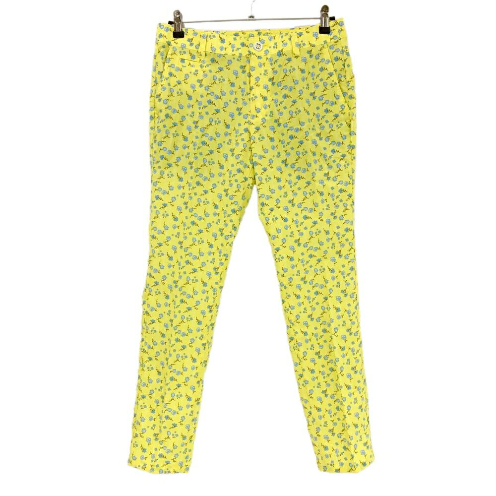 Ferre - 【超美品】パラディーゾ パンツ イエロー×ブルーグレー 小花総柄 薄手 レディース L ゴルフウェア Paradiso