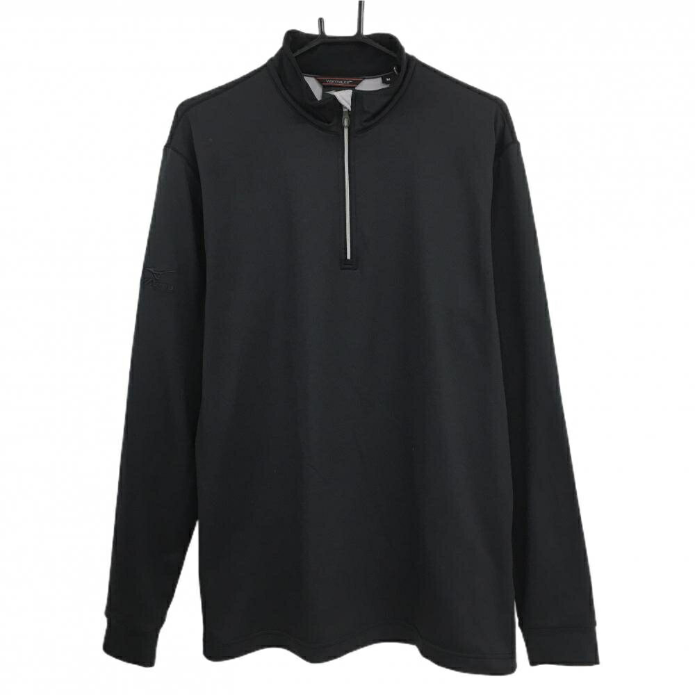 【超美品】ミズノ 長袖ハイネックシャツ 黒 ハーフジップ 裏微起毛 メンズ M ゴルフウェア MIZUNO