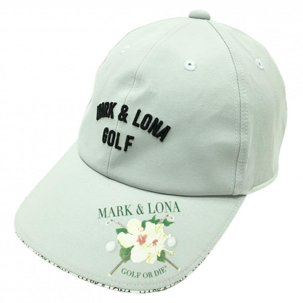 Other - 【超美品】マークアンドロナ キャップ ライトグレー つば縁ロゴ 花プリント ナイロン混 FREE ゴルフウェア MARK＆LONA