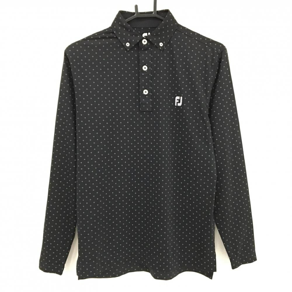Shirts - 【超美品】フットジョイ 長袖ポロシャツ 黒×グレー 総柄 ボタンダウン メンズ M ゴルフウェア FootJoy