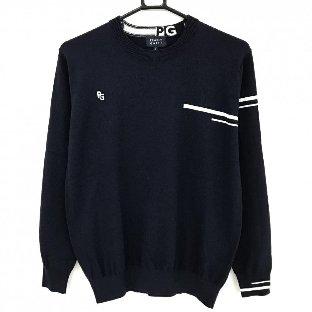 Other - 【超美品】パーリーゲイツ セーター ネイビー×白 袖ライン ウール混 ニット メンズ 4(M) ゴルフウェア 2024年モデル PEARLY GATES