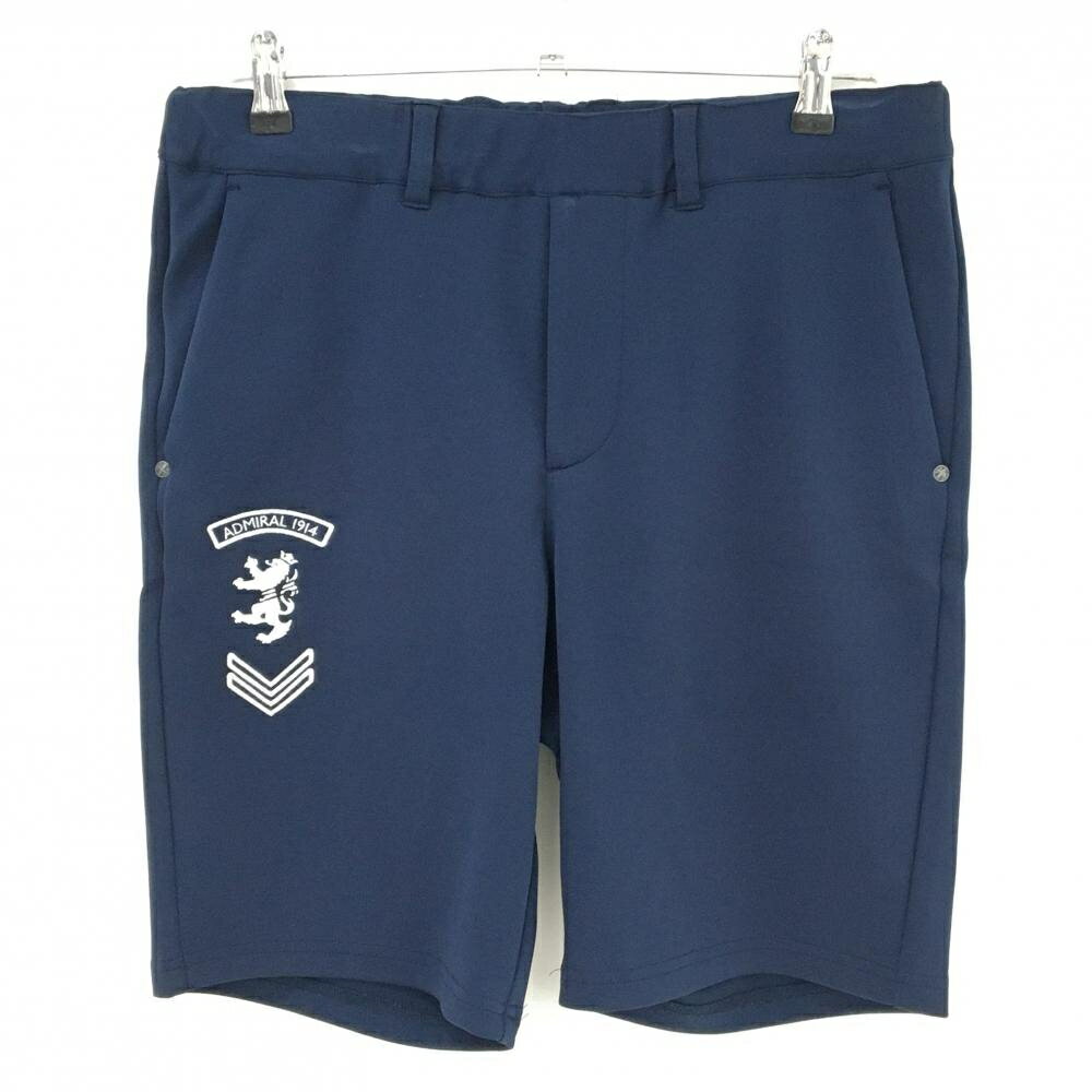 アドミラル ハーフパンツ ネイビー×白 ロゴ刺しゅう ウエストゴム メンズ L ゴルフウェア Admiral