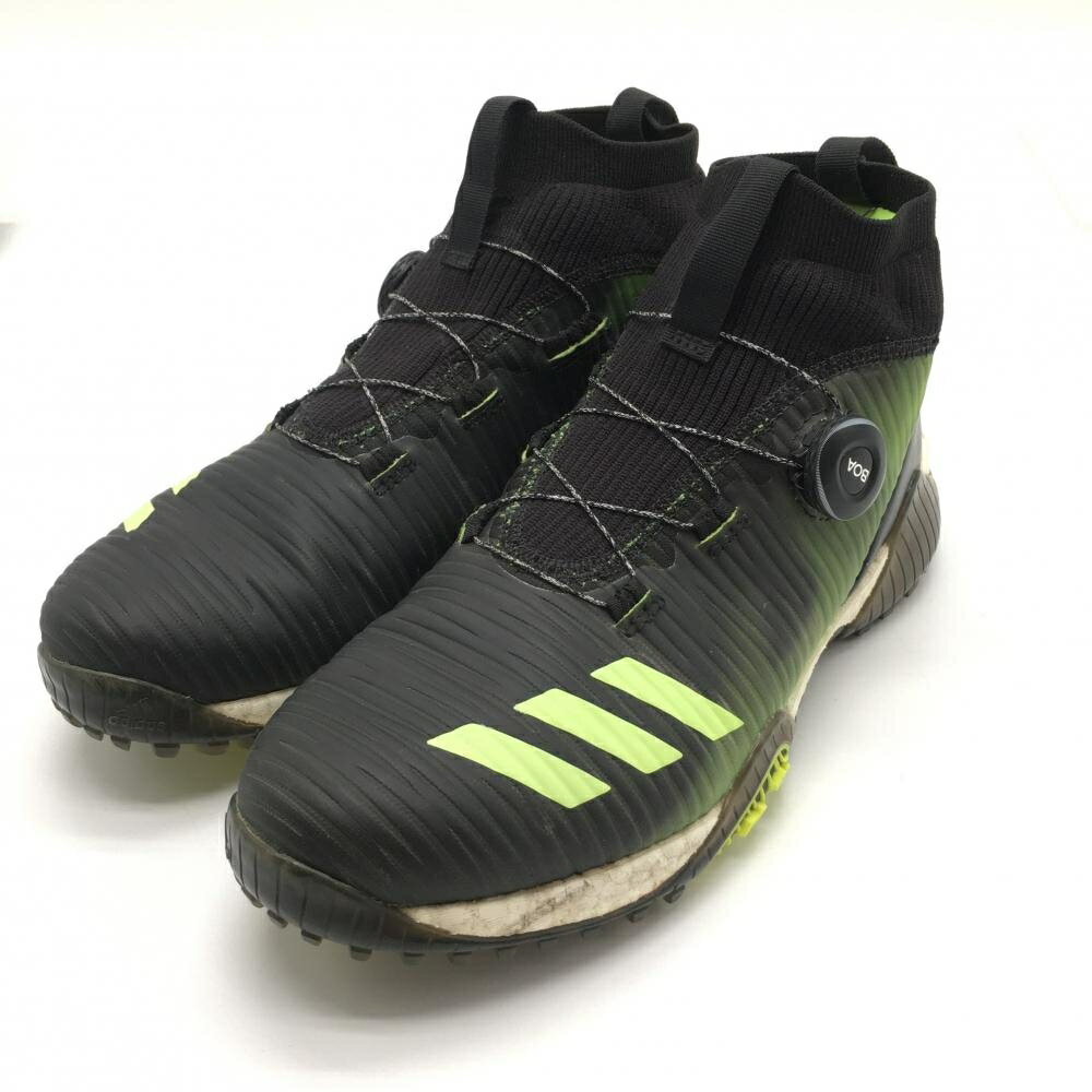 ADIDAS - アディダス ゴルフシューズ 黒×ライトグリーン EE9105 コードカオスボア スパイクレス ダイヤル式 メンズ 26.0 ゴルフウェア adidas