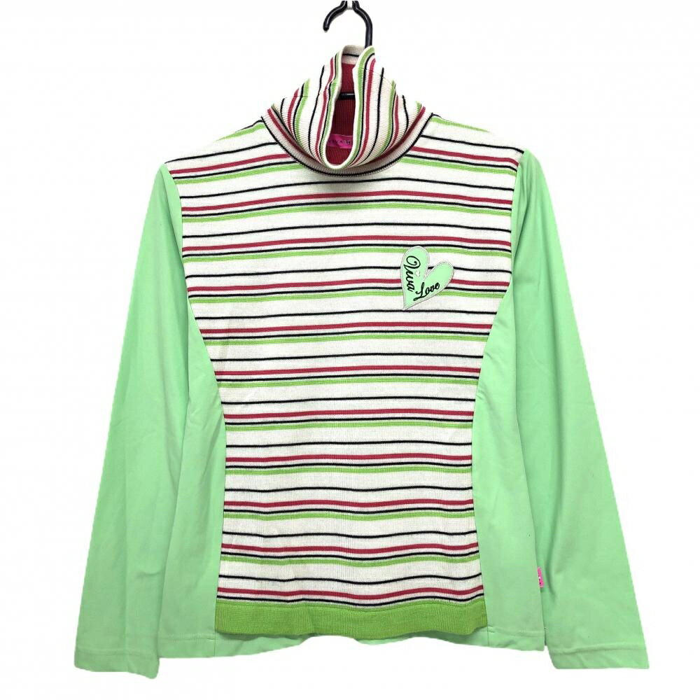 VIVA HEART - 【新品】ビバハート 長袖タートルネックシャツ 白×ライトグリーン レディース 40(M) ゴルフウェア VIVA HEART