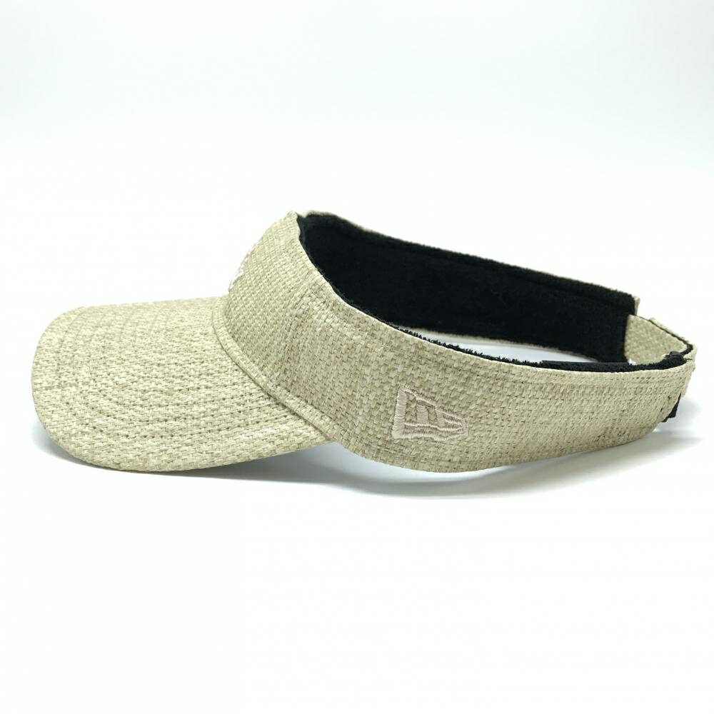 【美品】ニューエラ サンバイザー ベージュ ロゴ刺しゅう ゴルフウェア New Era