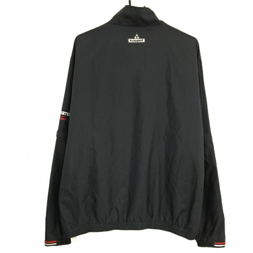 【美品】ルコックゴルフ 2WAYジャケット 黒×レッド×白 裏地メッシュ 袖着脱可 胸元ライン メンズ LL ゴルフウェア le coq sportif