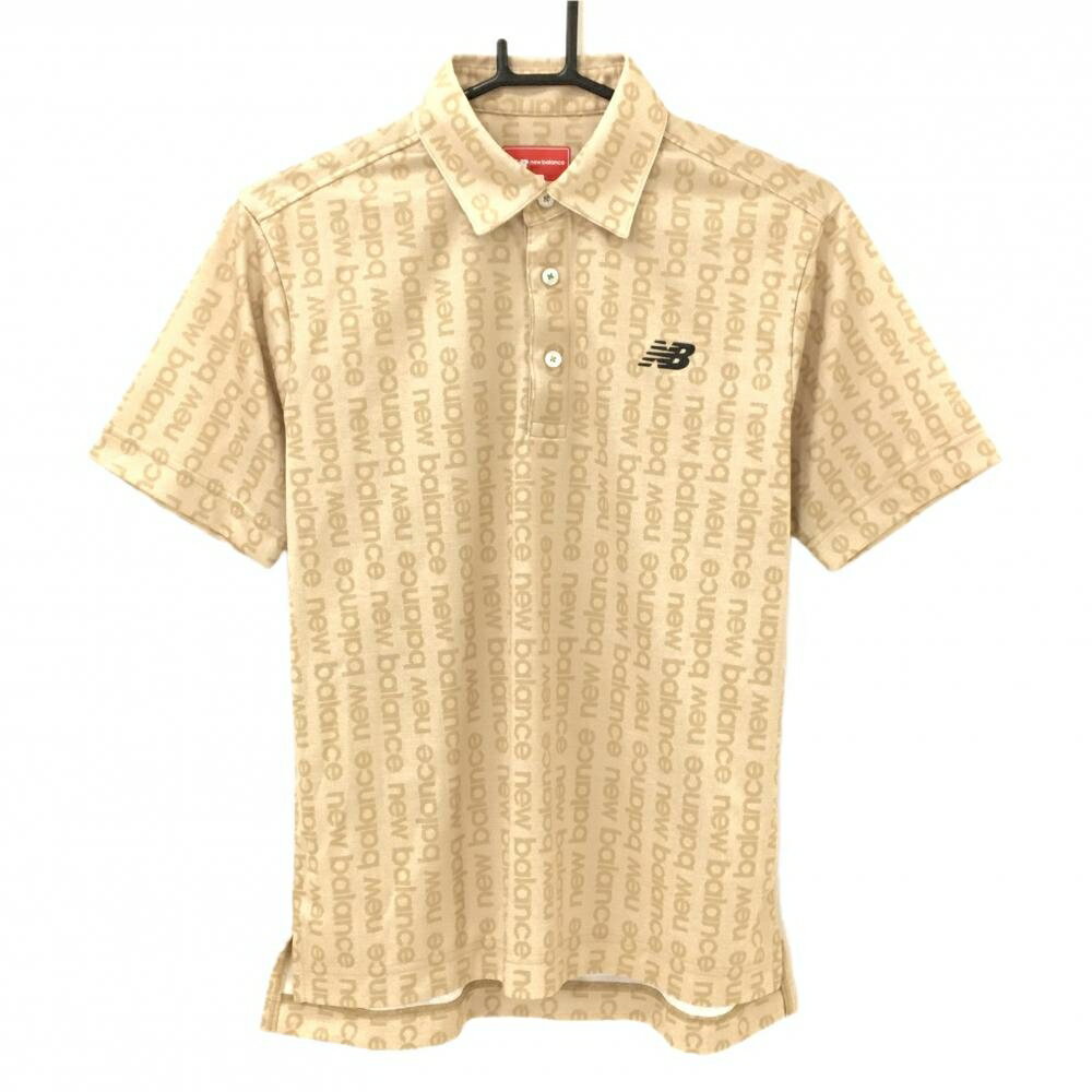 Other - 【超美品】ニューバランスゴルフ 半袖ポロシャツ ベージュ系 英字ロゴ総柄 胸ロゴ メンズ 3(S) ゴルフウェア 2025年モデル New Balance