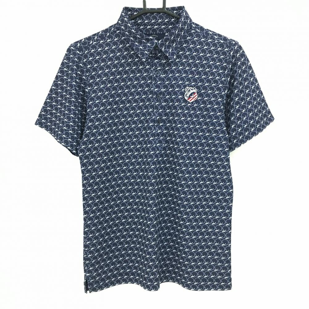 Other - 【美品】キャロウェイ 半袖ポロシャツ ネイビー×白 総柄 ワッペン メンズ M ゴルフウェア Callaway