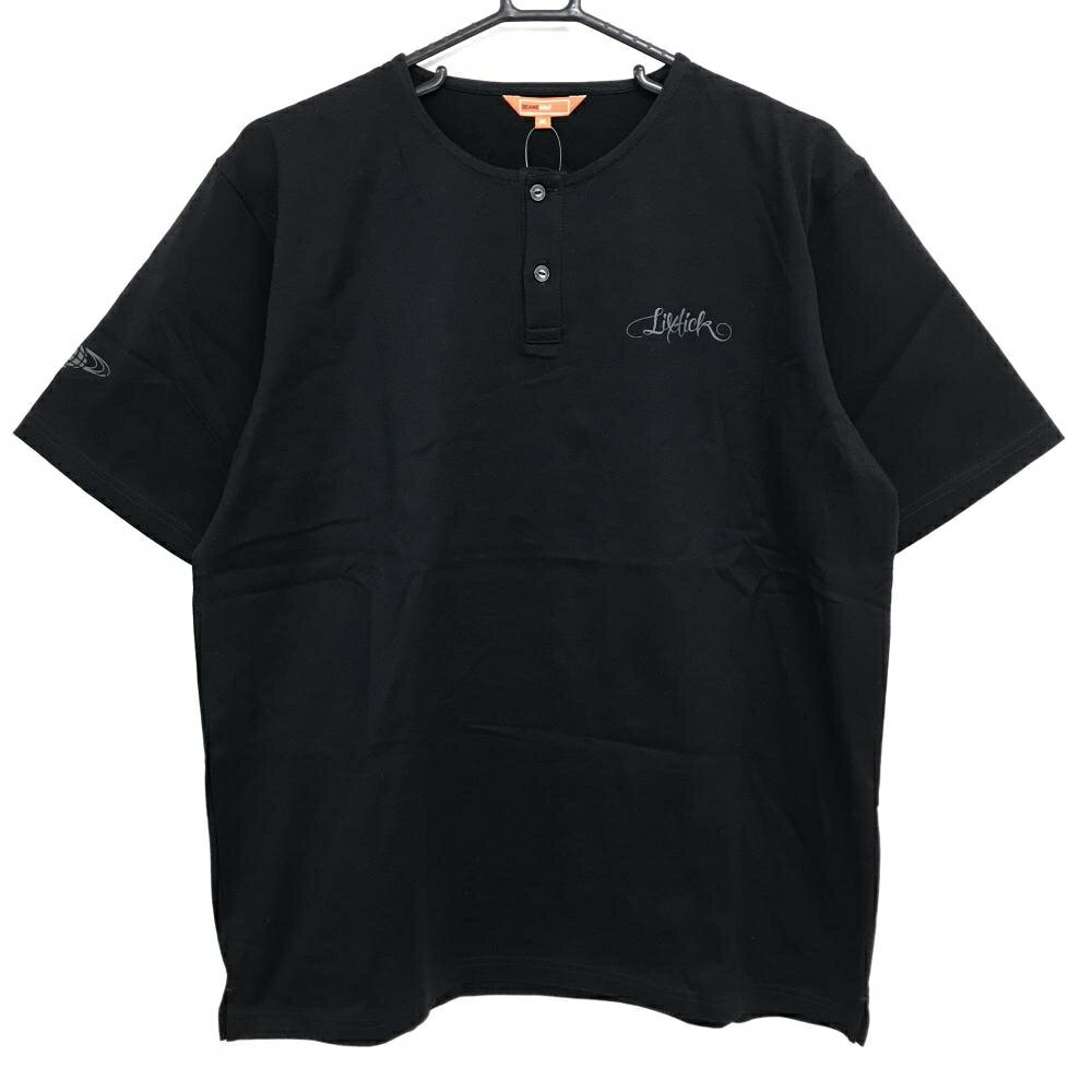【新品】ビームスゴルフ Tシャツ 黒 後ロゴプリント ボタン メンズ M ゴルフウェア BEAMS GOLF