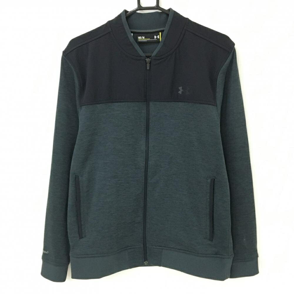 Under Armour - アンダーアーマー ジャケット 杢ダークグレー×黒 裏微起毛 胸元ロゴ メンズ MD/M ゴルフウェア UNDER ARMOUR