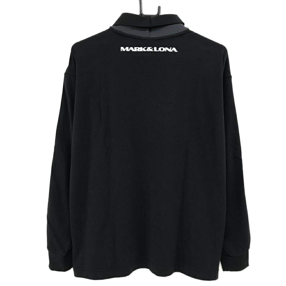 【超美品】マークアンドロナ 襟付長袖シャツ 黒 胸プリント 裏微起毛 CDE メンズ 46(M) ゴルフウェア 2024年モデル MARK＆LONA
