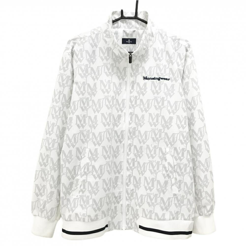 Musingwear - マンシングウェア ジャケットブルゾン 白×グレー ロゴ総柄 裏地メッシュ メンズ LL ゴルフウェア Munsingwear