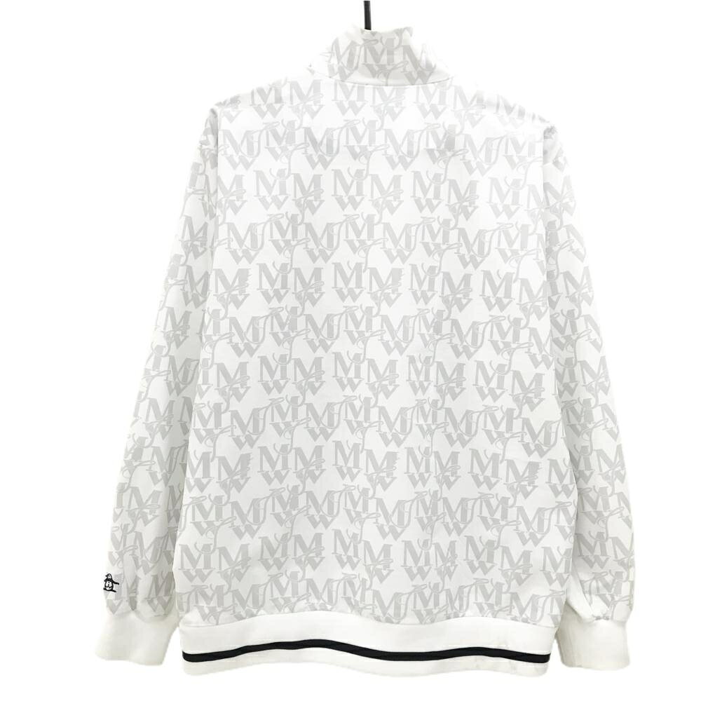 マンシングウェア ジャケットブルゾン 白×グレー ロゴ総柄 裏地メッシュ メンズ LL ゴルフウェア Munsingwear