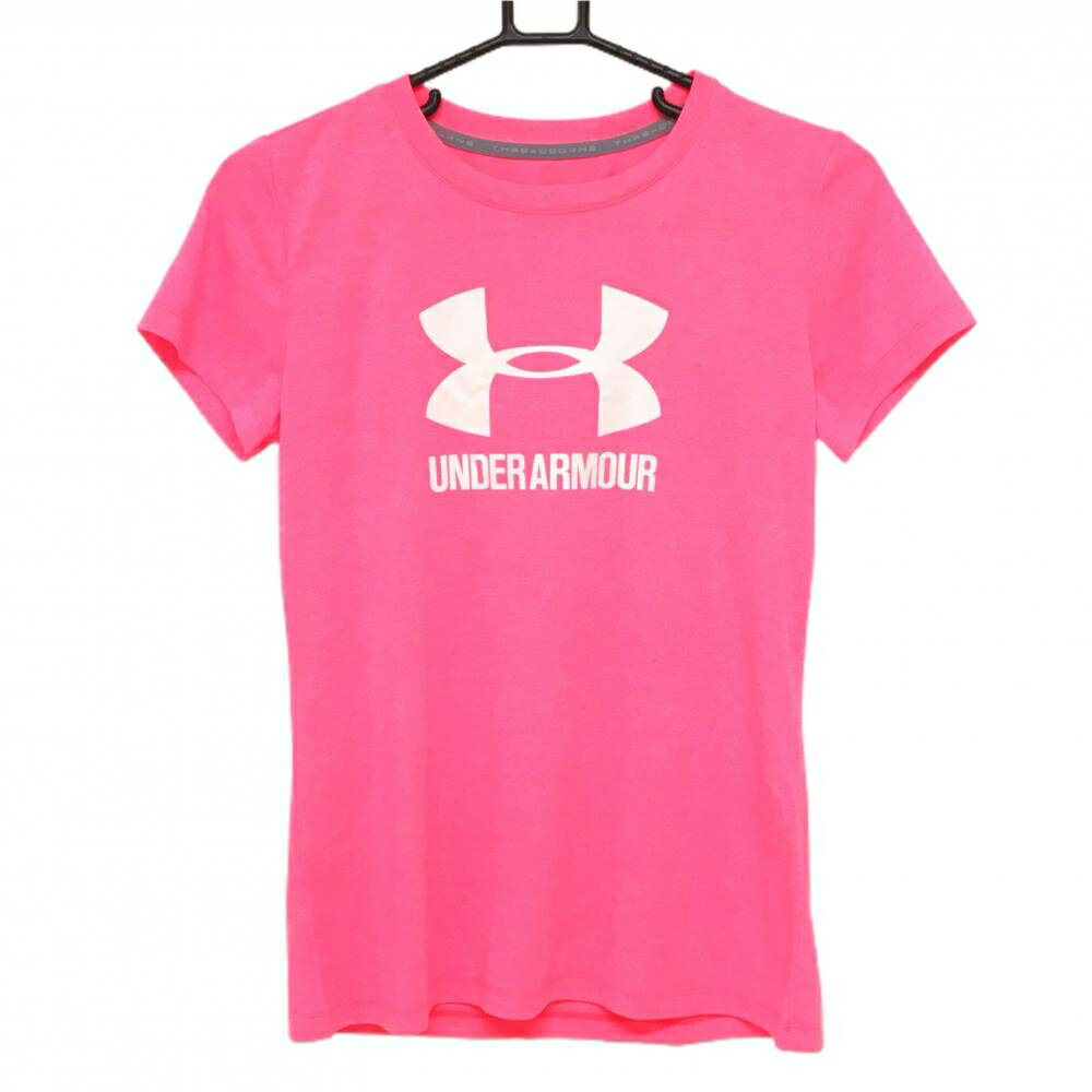 Under Armour - 【新品】アンダーアーマー Tシャツ 蛍光ピンク フロントロゴ レディース SM ゴルフウェア UNDER ARMOUR