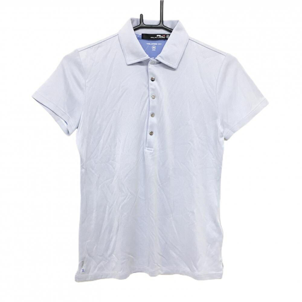 【美品】RLXラルフローレン 半袖ポロシャツ ライトブルー 地模様 スナップボタン レディース SP ゴルフウェア Ralph Lauren