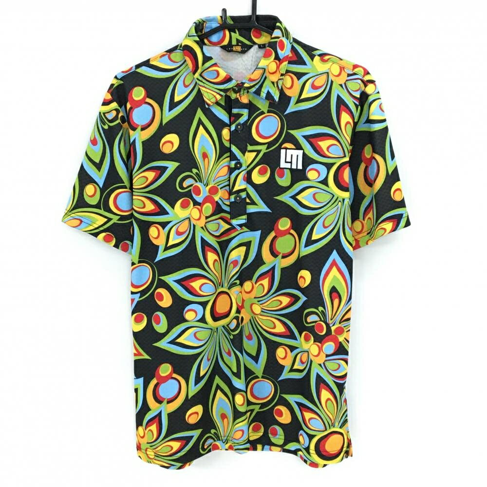 SINACOVA GOLF - 【美品】ラウドマウス 半袖ポロシャツ 黒×マルチカラー 総柄 シャガデリックブラック ロゴ刺しゅう メンズ L ゴルフウェア LOUDMOUTH