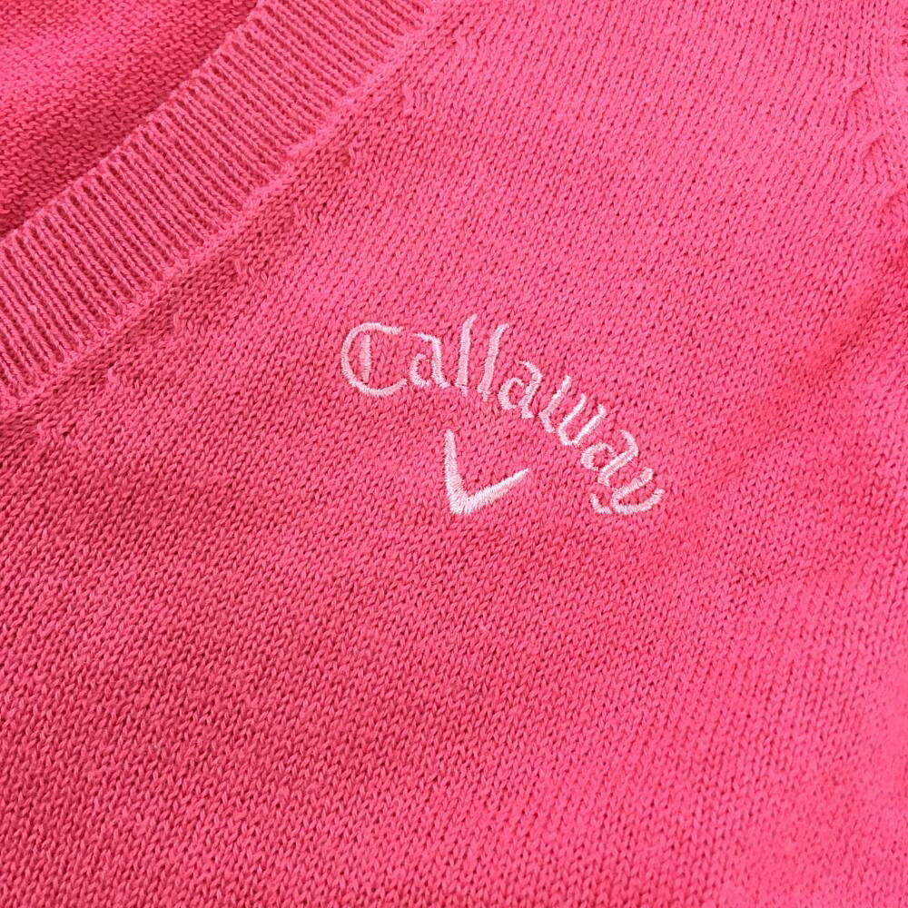キャロウェイ ニットベスト ピンク Vネック 薄手 レディース S ゴルフウェア Callaway